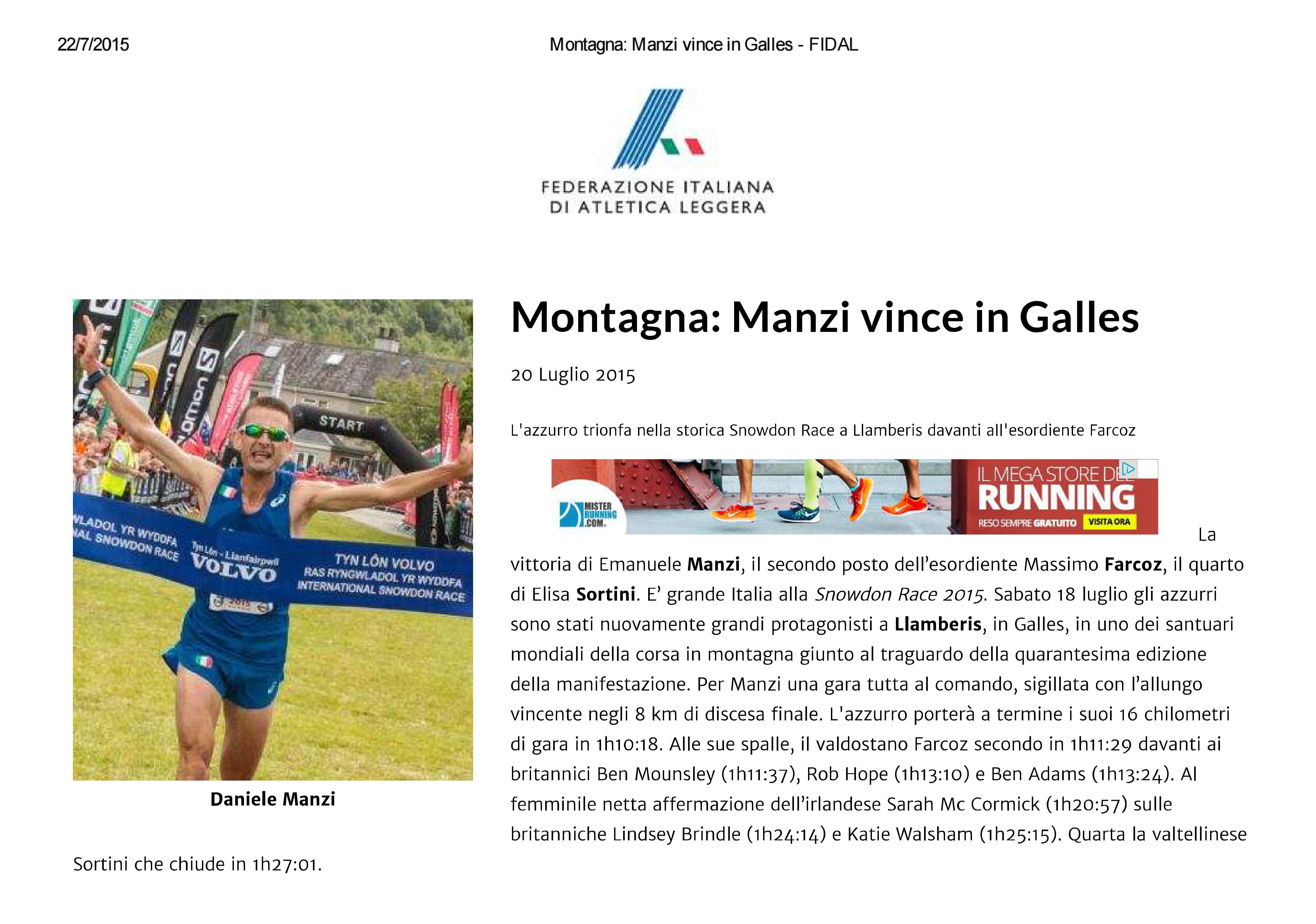 Manzi vince in galles